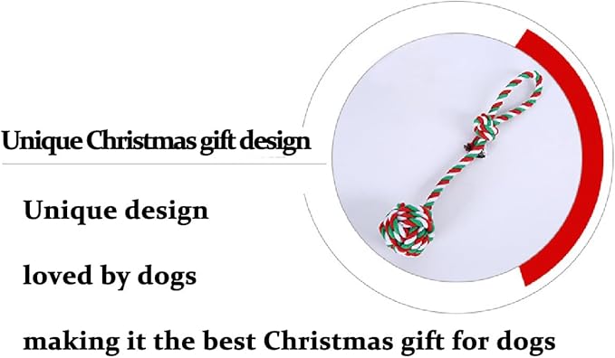 Nlmskzzy Dog Chew Toys,Dog Toys for Small Dogs and Medium Dogs for Boredom and Stimulating Teeth Cleaning Gum Massage Tug Christmas Dog Ball Rope Toy Set of 2