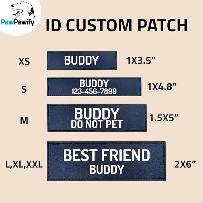 PawPawify Custom No Pull Dog Harness with Name and Phone Number, Heavy Duty Personalized Pet Vest to Prevent Tugging, Pulling, or Choking, Training and Walking (New Black, S (10-19LBS))