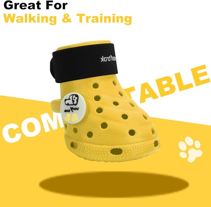 Dog Shoes Breathable Dog Shoe for Hot Pavement, Dog Booties and Paw Protectors, Non-Slip Waterproof Dog Sandals Boots (Yellow+Black, S: (2.3’’x1.8'')(L*W))