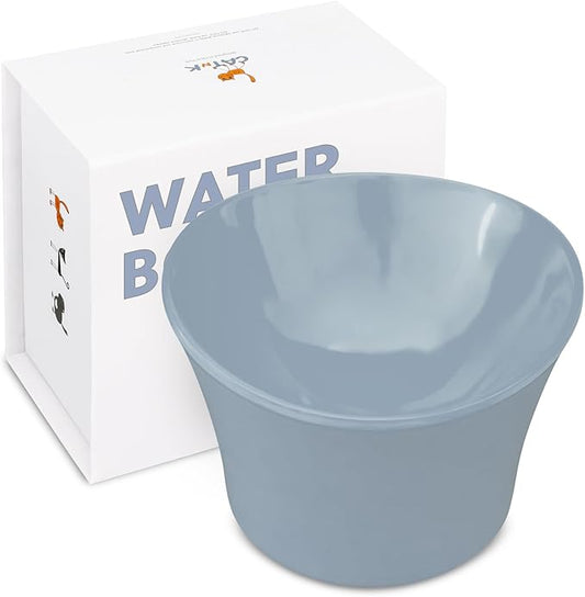 Elevated Cat Water Bowl – Shallow Raised Cat Bowl for Whisker Fatigue; Vet-Recommended Height, Food-Grade Melamine, Non-Slip & Dishwasher Safe Cats Dish - 8 oz, Powder Blue