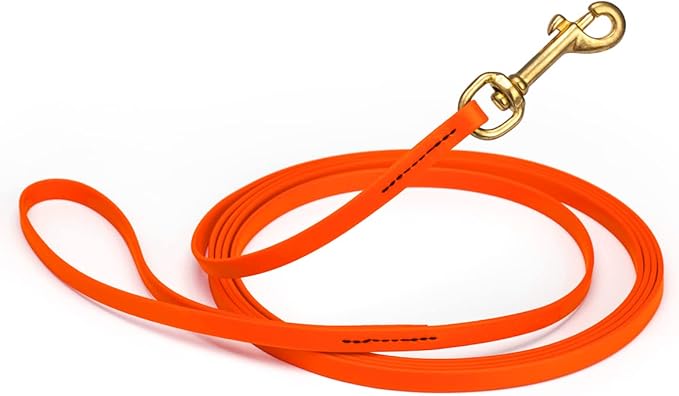 Viper K9 Biothane Working Dog Leash Waterproof Lead for Tracking Training Schutzhund Dog Sport & Search - Odor-Proof Long Line with Solid Brass Snap for Puppy Medium and Large 3/8" x 15ft HunterOrange