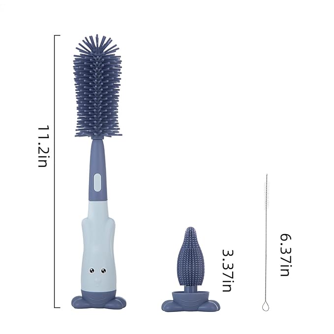Chemimoso Cup Cleaning Brush, Silicone Baby Bottle Brush with Stand, Large Handle Water Bottle Brush Cleaner Set, with a Tiny Cup Lid Gap Cleaning Brush, Cup Lid Cleaner Brushes Kit, Green