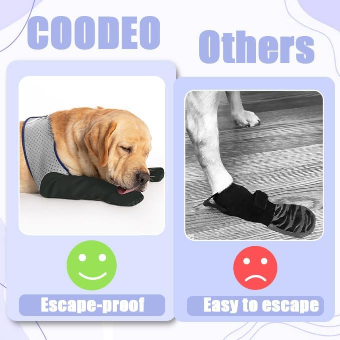 COODEO Dog Socks & Paw Protectors - Front Paws Only, Non-Slip Waterproof Dog Boots to Prevent Paw Licking, Protect Wounds & Aids Post-Surgery Recovery (Grey, XL)