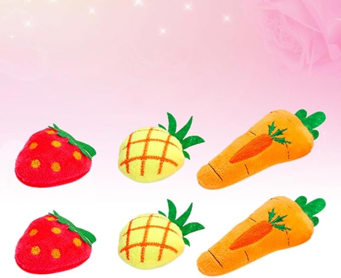 NOLITOY 6 PCS Catnip Toys for Cat: Plush Fruit Design Cat Chew Toys -Kitten Entertaining Interactive Dolls for Pet Playtime