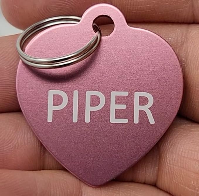 Dr. Fremont's Custom Pet Tag | Large, Heart-Shaped Aluminum | Many Colors & Shapes | Strong, Durable, Anodized | Personalized for Dog & Cat