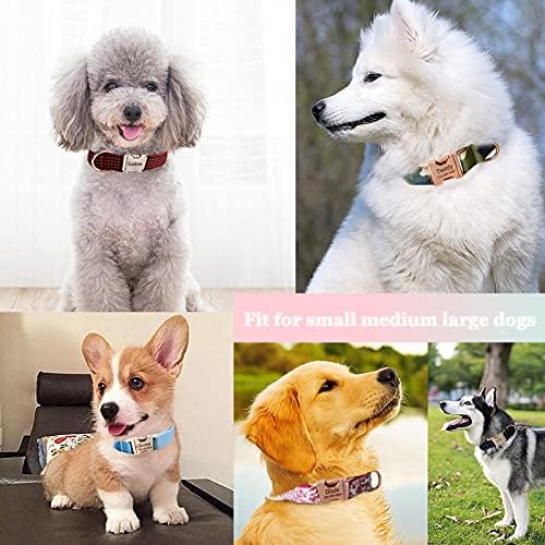 Personalized Dog Collars for Puppy Small Medium Large Pets with Engraved Name and Phone Number (M, Leopard)