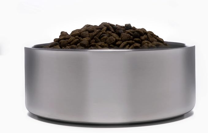 4Knines Stainless Steel Dog Bowl – Heavy Duty Non-Slip Large Pet Food and Water Bowl for Dogs and Puppies, Double-Walled, Spill Resistant, Rust Proof, Easy Clean, 64oz Capacity - Black
