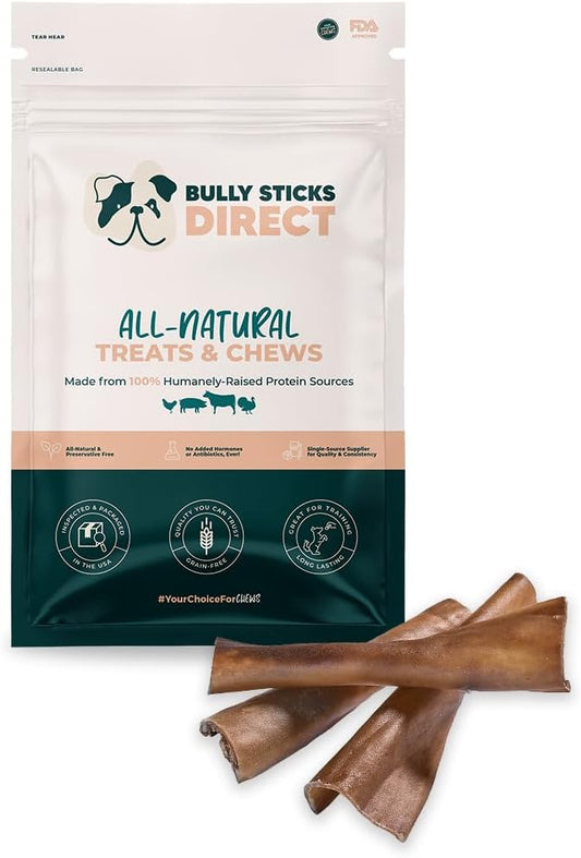 BULLY STICKS DIRECT Premium Camel Skin Protein Dog Chews, All Natural Heavy Chewer Treats, Long Lasting Dental Care Strips, 25 Pack