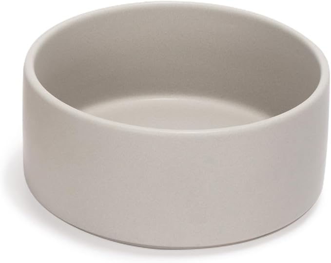 SPUNKYJUNKY 28.7OZ Ceramic Dog and Cat Bowl, Modern Cute Weighted Food Water Bowl for Replacement Grey (1 Pack)