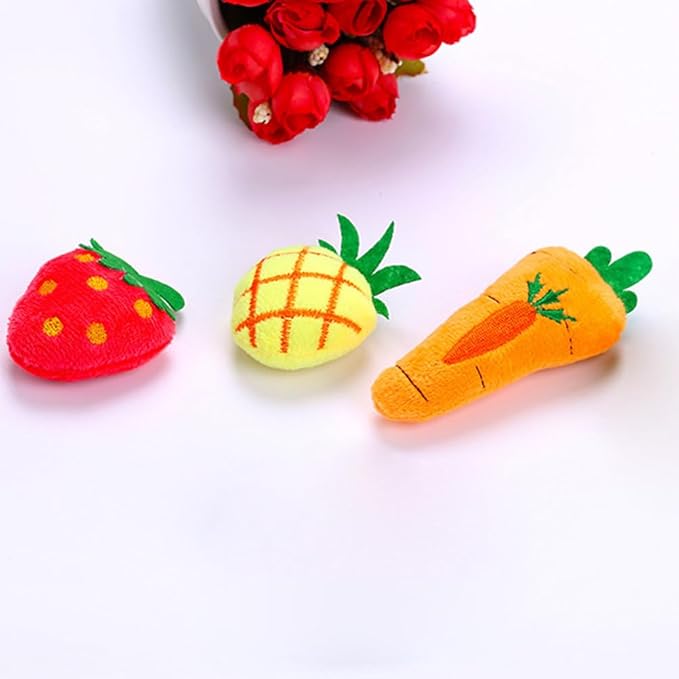 NOLITOY 6 PCS Catnip Toys for Cat: Plush Fruit Design Cat Chew Toys -Kitten Entertaining Interactive Dolls for Pet Playtime