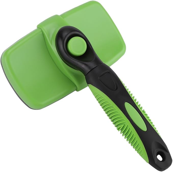Self Cleaning Pet Slicker Brush Comb, Professional Dog Cat Grooming Tool, Retractable for Easy Hair Removal, Ergonomic Handle for Long Hair Medium Short Thick Wiry Curly C