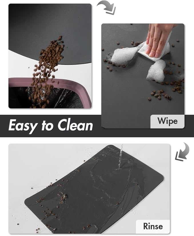 MontVoo-Absorbent Pet Feeding Mat-No Stains Pet Mat for Food and Water Bowl-Quick Dry Cat & Dog Food Mat Water Dispenser Mat-Pet Supplies Mat-Dog Water Bowl Mat for Messy Drinker,（Darkgrey,17"x28"）