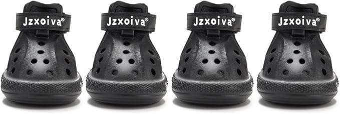 JZXOIVA Dog Shoes for Hot Pavement, Dog Booties for Small Dogs, Breathable Dog Boots & Paw Protectors, Adjustable Non-Slip Rain Booties, Waterproof Pets Sandals for Beach Black Size 3
