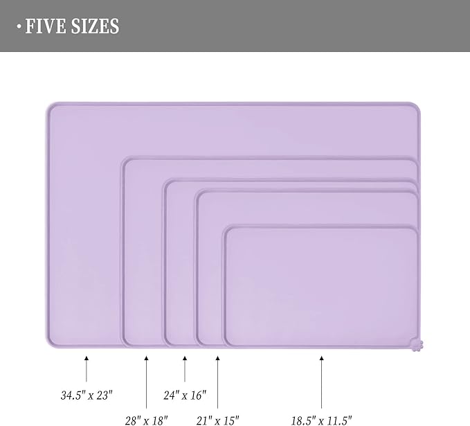 Reopet Waterproof Pet Feeding Mat with High Raised Edges, Heavier and Thicker Placemats for Cat Dog Water Bowl with BPA Free, Dogs Cats Food Mats for Messy Drinkers to Prevent Spill and Protect Floors