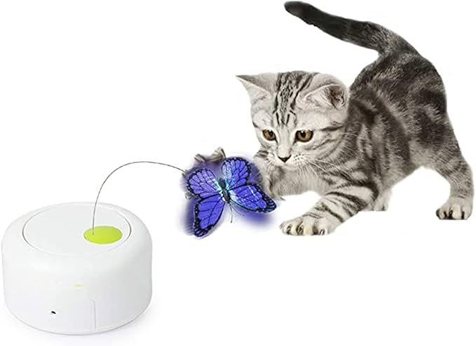ALL FOR PAWS Interactive Butterfly Cat Toy, Automatic Cat Butterfly Wand Toy for Indoor Cats, Electric Fluttering Butterfly Cat Teaser Toy for Kittens