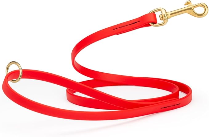 Viper Biothane K9 Working Dog Leash Waterproof Lead for Tracking Training Schutzhund Odor-Proof Long Line with Solid Brass Snap for Puppy Medium and Large Dogs 6ft, Cherry Red