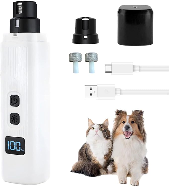 2026 New Catlabo Pet Nail Trimmer, Low-Vibration Ultra-Quiet <40dB, 2 Grinding Heads & 360° Adjustable for Cats & Dogs (White+2*Grinding Head)