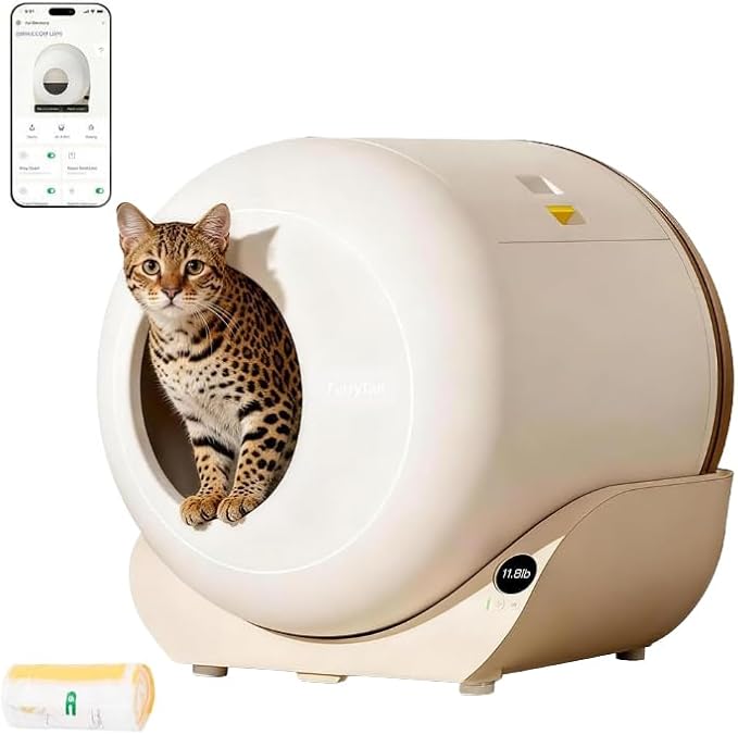 Furrytail Large Automatic Self Cleaning Litter Box – Less Daily Scooping for Busy & Multi-Cat Homes, Quiet Operation, Easy to Clean