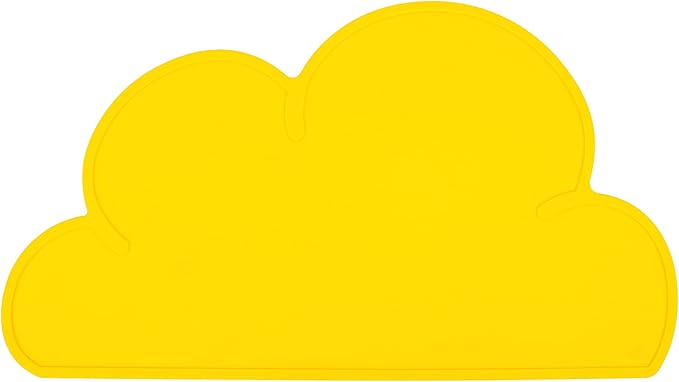 DesignSter Pet Food Mats–Dog Cat Feeding Mat Top Grade Cloud Silicone Pad Anti-Slip Waterproof Anti-Slip Bowl Placemat (Yellow)