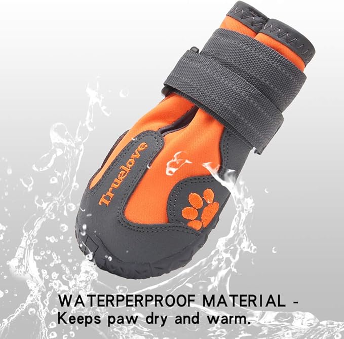 MOKCCI Truelove Dog Boots,Waterproof Pet Shoes with Reflective Straps for Paw Protectors Small Medium Large Dog Summer Winter Snow Outdoor Walking