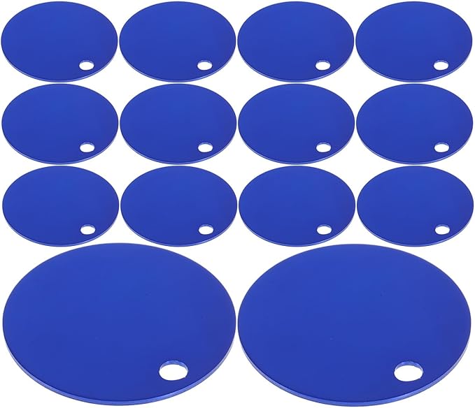 NUOBESTY 25pcs 35mm Aluminum Round Dog Tag Blanks with Hole for DIY Stamping Engraving Pet Name Id Tags Bulk Blue for Cats and Dogs