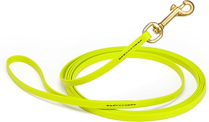 Viper Biothane K9 Working Dog Leash Waterproof Lead for Tracking Training Schutzhund Odor-Proof Long Line with Solid Brass Snap for Puppy Medium and Large Dogs, 15ft Safety Yellow