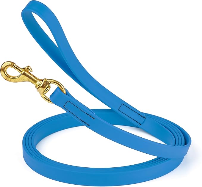 Viper Biothane K9 Working Dog Leash Waterproof Lead for Tracking Training Schutzhund Odor-Proof Long Line with Solid Brass Snap for Puppy Medium and Large Dogs, 20ft Cerulean Blue