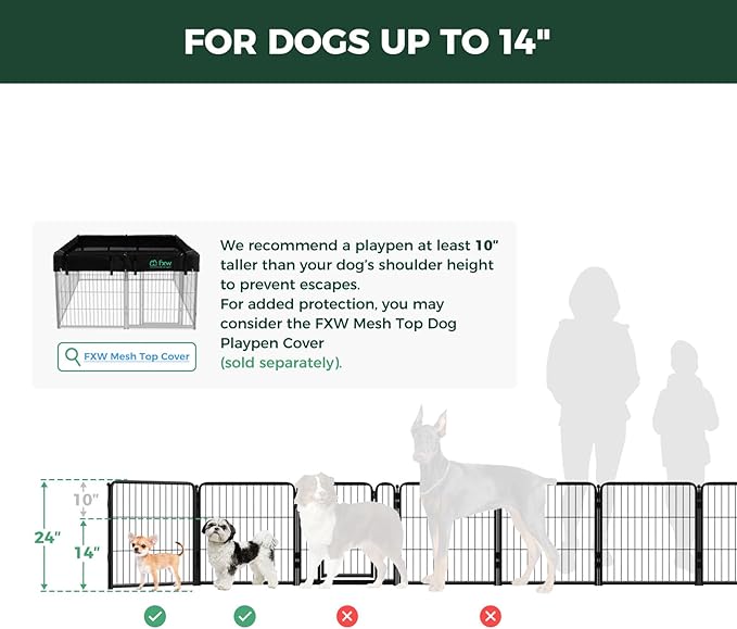 FXW Homeplus Unleashed Indoor Dog Playpen - Stress-Free and Safe Play, Heavy Duty 24 Inch 16 Panels Dog Pen for Puppy and Small Dogs, Black│Patented