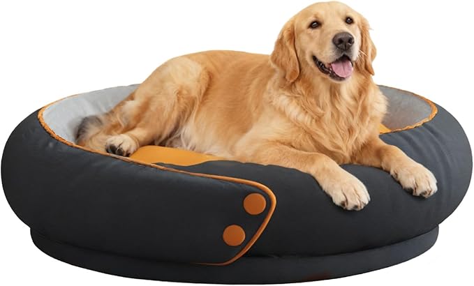 Round Orthopedic Dog Bed for Large Dogs, XL Foam Support Pet Bed with Soft, Comfortable Cushion for Anxiety Relief, Removable & Machine-Washable Cover, Cozy Sofa-Style Bed for Dogs
