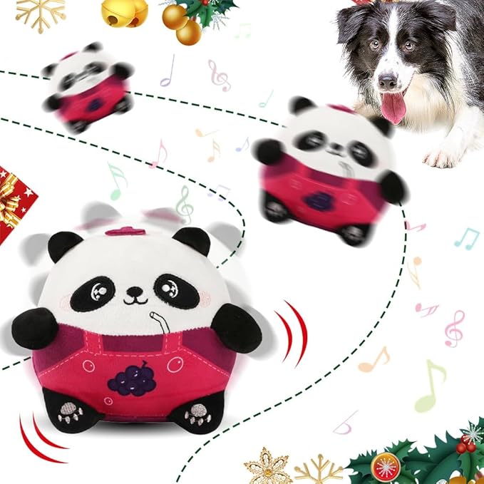 Active Moving Pet Plush Toy, Upgrade Interactive Dog Toys Talking Moving Dog Ball Toy Washable Cartoon Pig Plush Sound Electronic Herding Ball for Dogs Shake Bounce Boredom Talking Toys (Panda)