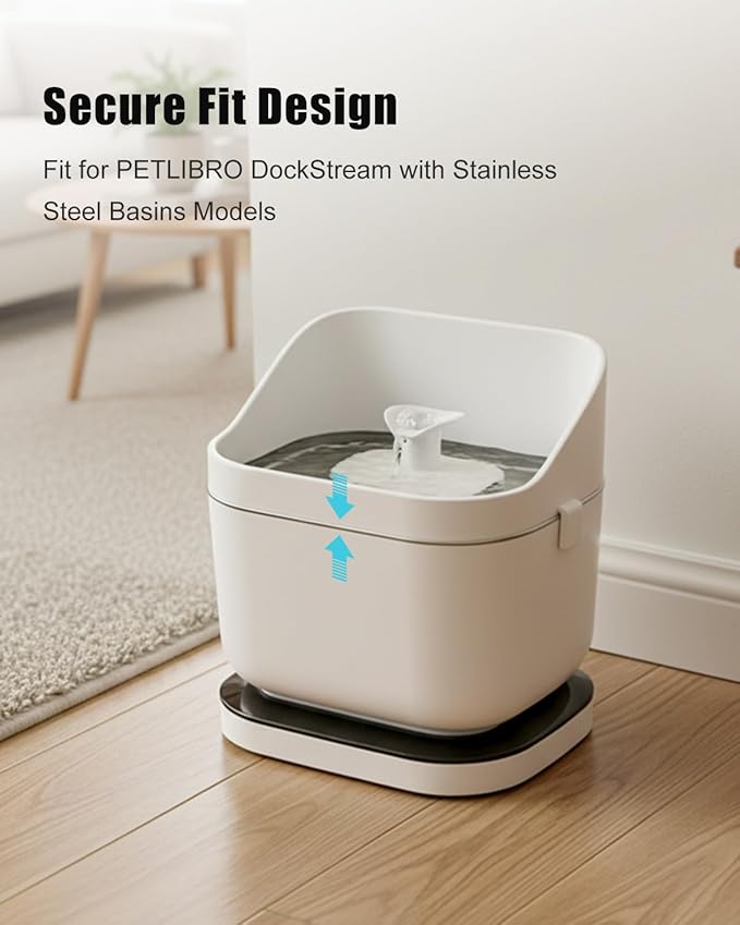 Cat Water Fountain Splash Guard Compatible with PETLIBRO DockStream – Designed for Stainless Steel Basin Models, Prevents Spills, Easy to Remove and Clean