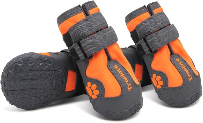 MOKCCI Truelove Dog Boots,Waterproof Pet Shoes with Reflective Straps for Paw Protectors Small Medium Large Dog Summer Winter Snow Outdoor Walking