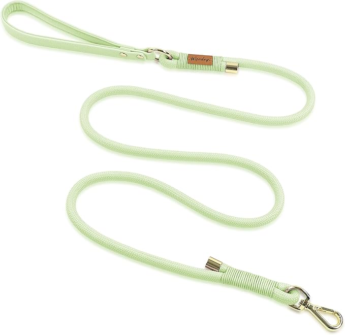 Wisedog Dog Leash for Small Dogs, 5FT Lightweight Rope Leash with PVC Soft Padded Handle, Rustproof 360°Swivel Buckle Heavy Duty for Medium & Large Dogs (Sage Green)