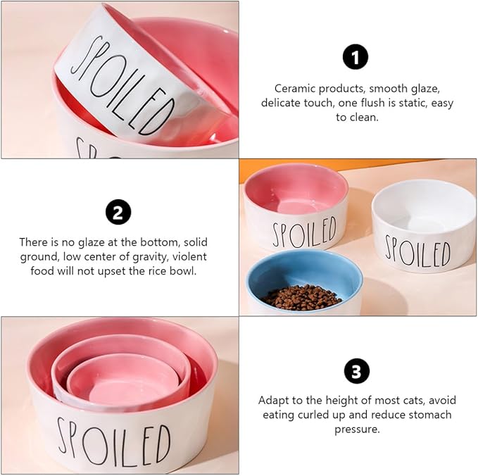 Ceramic Pet Bowl Small Pink Dog Food Bowl with Neck Protection Pet Feeder for Cats and Dogs Feeding Supplies