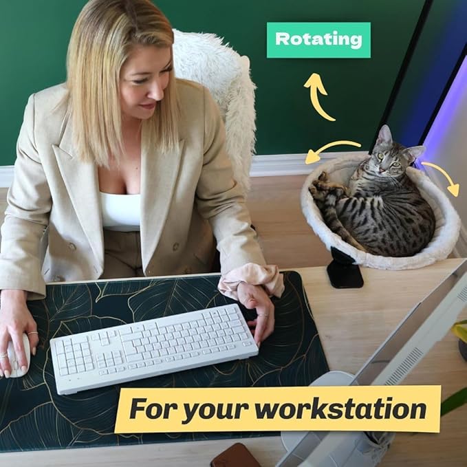 | Durable Ergonomic cat Desk Bed for Remote Workers, Gamers, and Office Staff – Quality Sturdy Desk, Comfortable and Original cat Bed for Desk use, Simple to use, Supports up to 50 lbs.