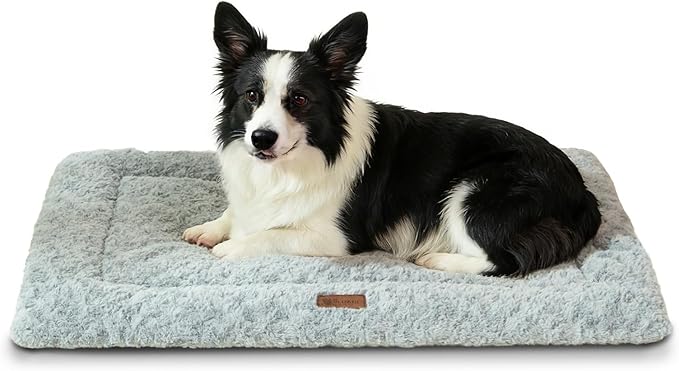 Reversible Dog Bed Mat 35"x22" for Medium Dogs - Supportive Double-Sided Crate Pad, All-Season Cooling & Warmth, Ultra Soft Machine Washable Pet Bed, Fits Most 36-Inch Kennels, Light Grey