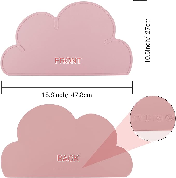 DesignSter Pet Food Mats–Dog Cat Feeding Mat Top Grade Cloud Silicone Pad Anti-Slip Waterproof Anti-Slip Bowl Placemat (Lilac)