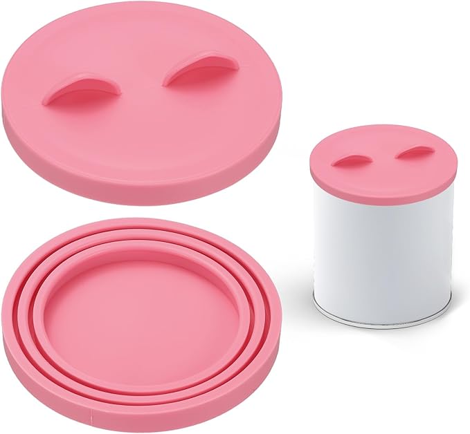 PETAXCELL Cat Food Can Covers Lids, Dog Food Can Lids with Cute Pet Ears Shaped Silicone Toppers One Fit 3 Standard Sizes, (Pink, 2Pcs), Intended for Dog/Cat/Pet Food Cans