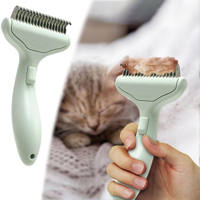 2026 Upgrade Cat Grooming Brush Self Cleaning, Self Cleaning Slicker Brush Small for Dog & Cat, Pet Grooming Deshedding Tool for Detangling & Dematting Long, Easy To Clean Loose Undercoat (Green#E)