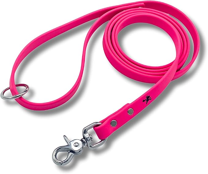 Gummy K9 Biothane Dog Leash, Professional Training Lead, Stainless Steel, New Advanced Safety Clasp, Weatherproof, Waterproof, Long Lasting, 6 Ft (1/2 Pink), Small, Medium, Large Dogs, Made in USA