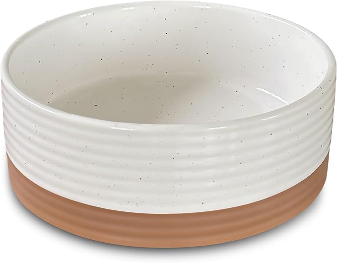Mora Ceramic Pet Bowl Size Large - Food/Water Dish for Big Dogs, Cats, Great Dane, Mastiff, ect. 50oz or 8 Cups - Basic Bowls for Your Large Dog or Cat, Mix and Match for a Set - Vanilla White