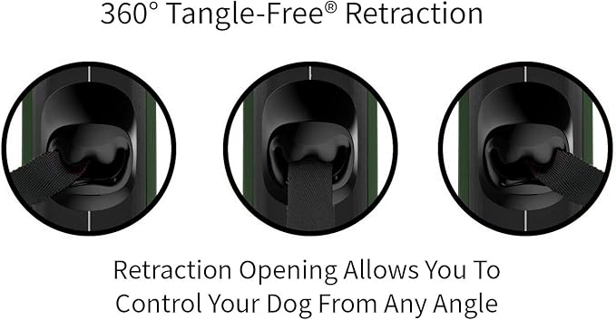 TUG Oval 360° Tangle-Free Retractable Dog Leash | Flashlight Included | Integrated Waste Bag Dispenser Pocket (Small, Green)