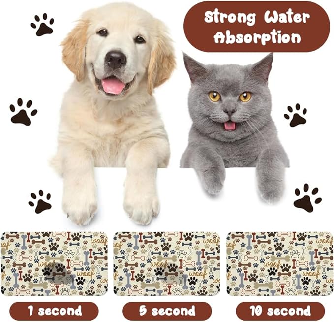Dog Food Mats for Floors Waterproof, Dog Cat Water Bowl Mats Pet Feeding Absorbent Mat Dog Cat Pet Placemats for Food and Water Beige 24 * 32 inch