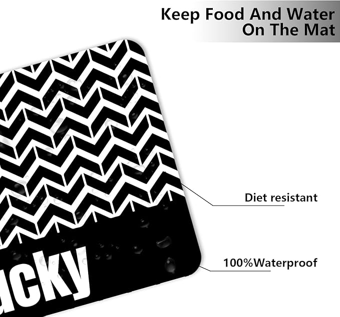 Personalized Dog Cat Food Mat - PU Non-Slip Bottom, Waterproof, Custom Pet Bowl Mat for Food and Water (Wave)