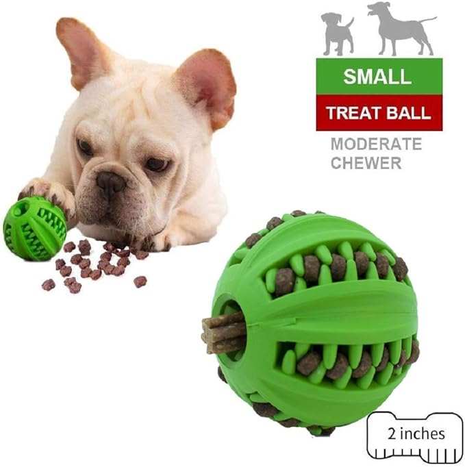 ONTWOPETS Dog Ball Toy - Interactive Dog Enrichment, Mental Stimulation Treat Embedding Rubber Ball Reduce Boredom (2 inches)