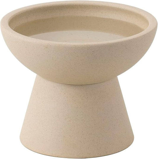 Extra Wide Elevated Ceramic Cat Water Bowl - 6.2" Deeper Dish for Whisker Fatigue Relief, 5" Height for Easy Feeding, Lead & Cadmium Free, Durable Raised Cat Bowls, Pottery Clay