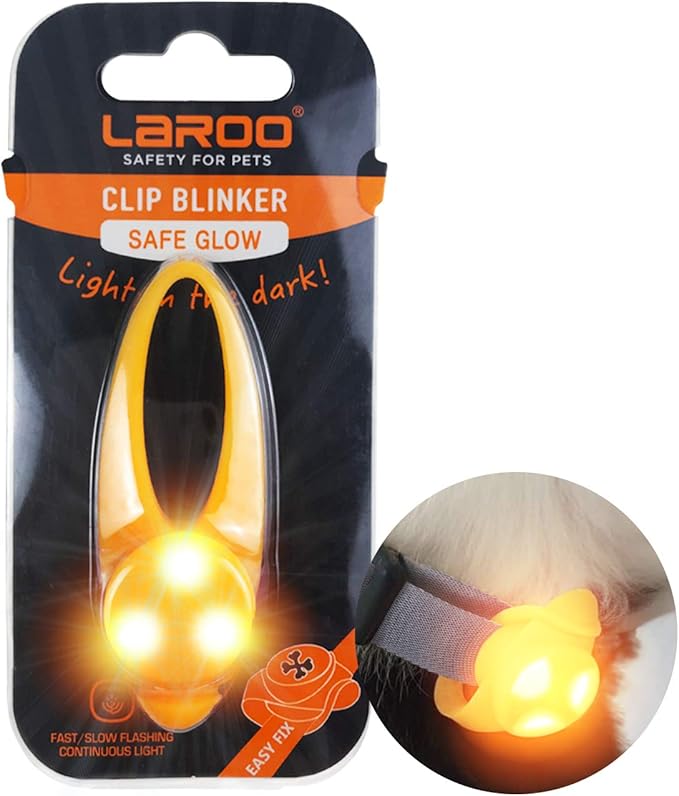 LaRoo LED Dog Collar Lights for Nighttime, Clip On Light up Dog Collar Walking Flashlight (Orange-A)