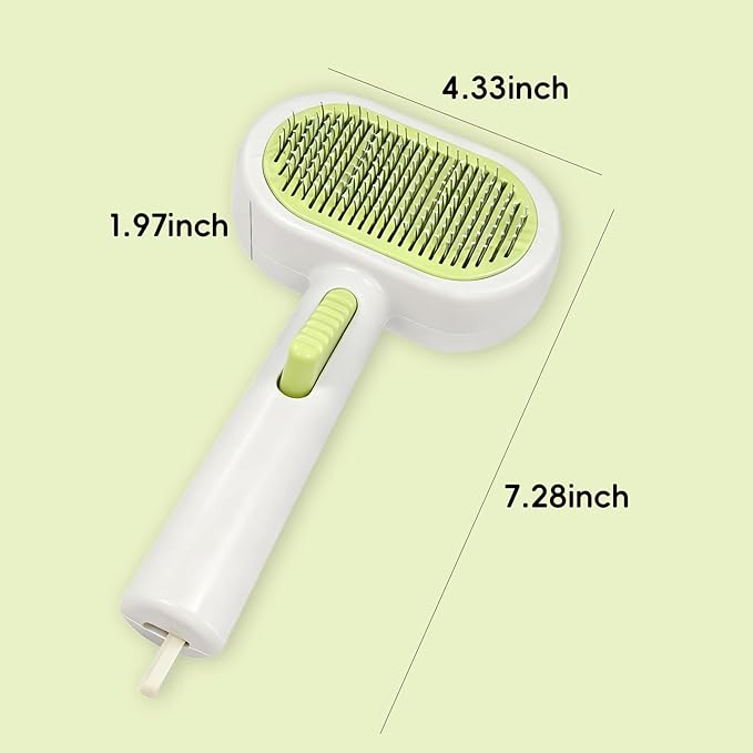 Professional Cat & Dog Deshedding Brush - 1-Button Release Grooming Tool for Long/Short Hair Cats, Dogs, Rabbits & Small Animals (White)