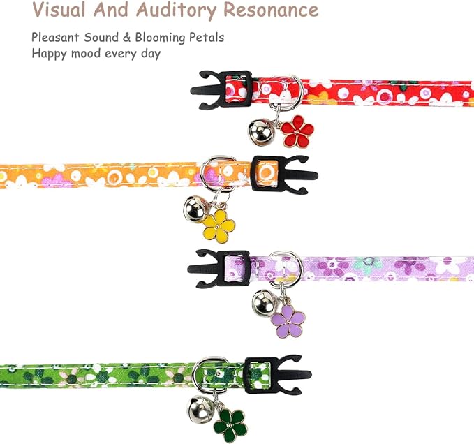 SuperBuddy Cat Collars Breakaway with Bell - 4 Pack Cat Safety Collars for Boys & Girls - Safety Buckle Kitten Collar for Pet Supplies,Stuff,Accessories