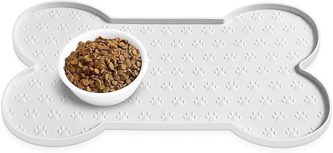 PWTAA Dog Food Mat Anti-Slip Silicone Dog Bowl Mat Thicker Pet Placemat Waterproof Cat Feeder Pad with Raised Edge Puppy Kitten Feeding Mats Suitable Small Medium-Sized Dogs Cats Eating Tray